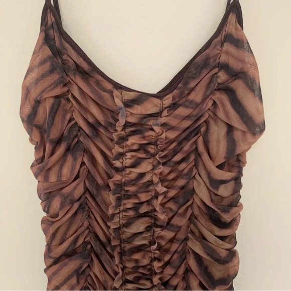 Urban Outfitters Leopard  Print Ruched Mini Dress L - Picture 7 of 9